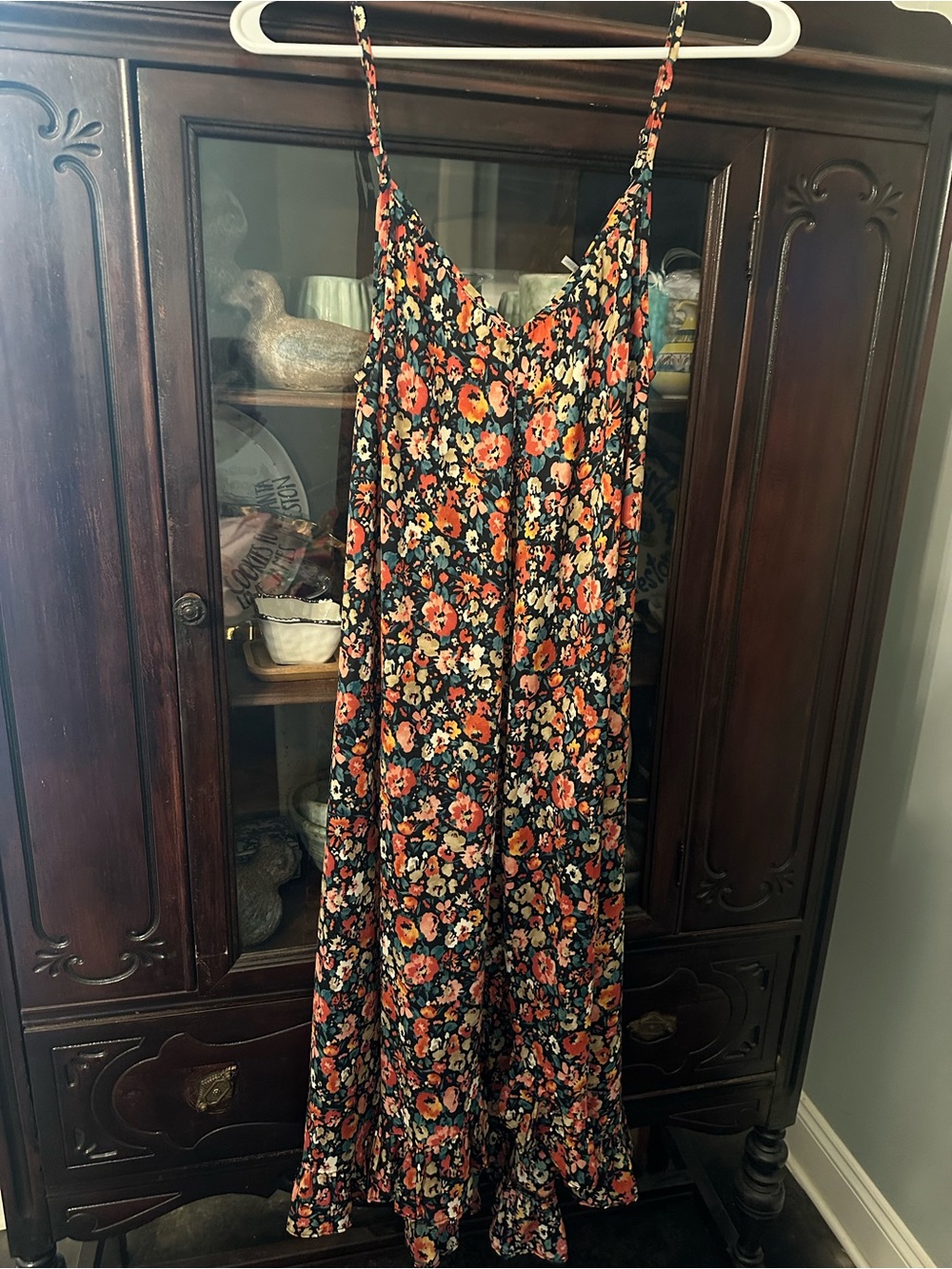 VICI Black Floral Sundress with Orange, Cream & Teal Accents